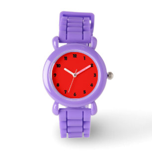 Schwarze Fettzahl auf roten Kids Armbanduhr