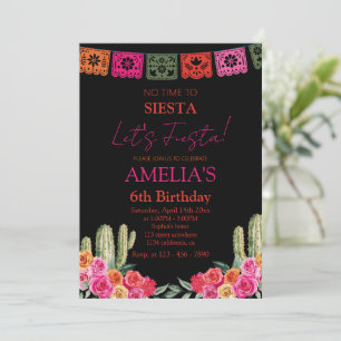 schwarze Fiesta, mexikanisches Mädchen, Geburtstag Einladung