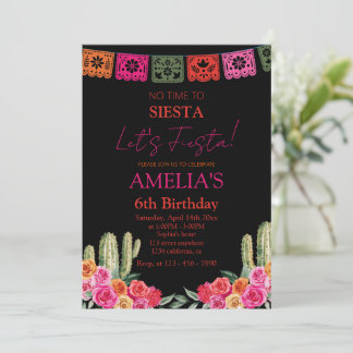 schwarze Fiesta, mexikanisches Mädchen, Geburtstag Einladung