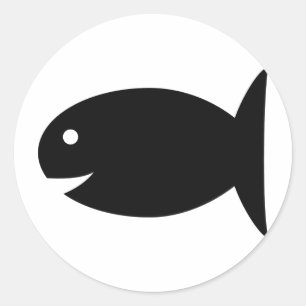 schwarze Fischikone Runder Aufkleber