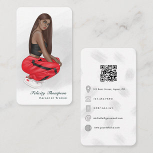 Schwarze Fitness-Trainerin Mädchen QR-Code Visitenkarte