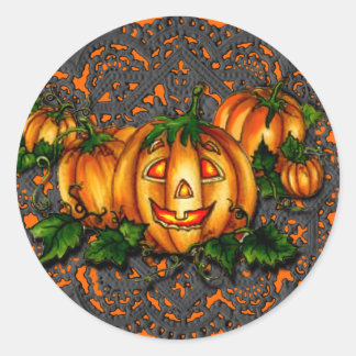 SCHWARZE FLÄCHE, PUMPKIN PATCH VON SHARON SHARPE RUNDER AUFKLEBER