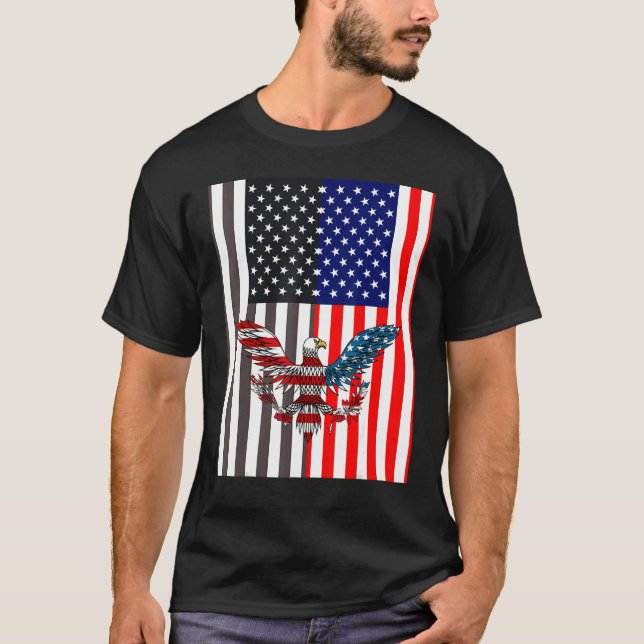 Schwarze Flagge der USA neben der US-amerikanische T-Shirt (Vorderseite)