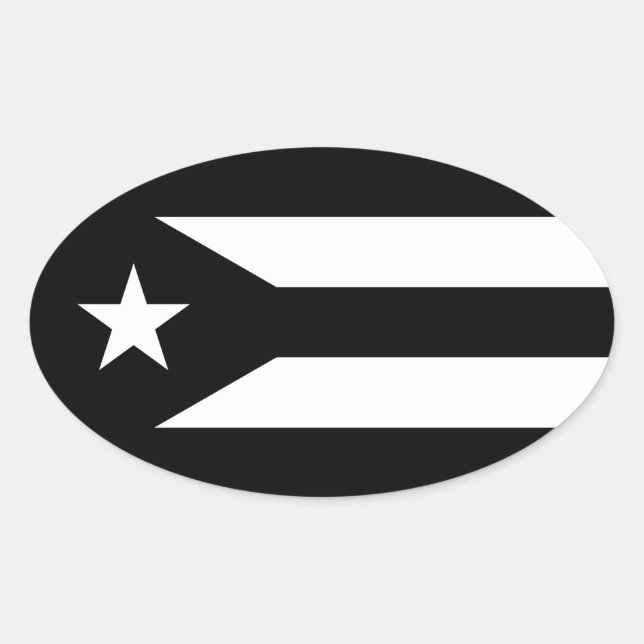 Schwarze Flagge Puerto Rico Oval Aufkleber (Vorderseite)