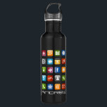 Schwarze Flasche mit farbigem App Icon Edelstahlflasche<br><div class="desc">Schwarzes Wasser Flasche mit bunten Computer-App-Icons und Social Media-Buttons. Personalisieren Sie mit Ihrem eigenen Namen oder Text. Coole Geschenke für Geburtstag,  Weihnachten und mehr.</div>