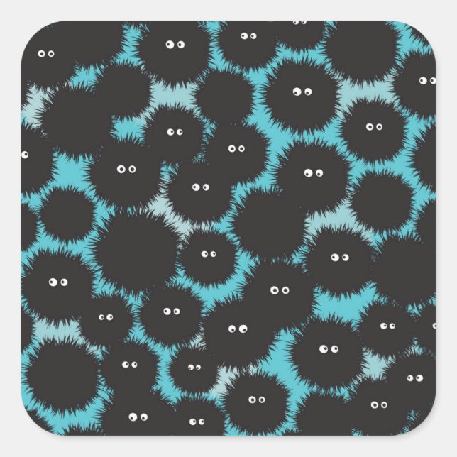 Schwarze Flaute-Monster Quadratischer Aufkleber (Vorderseite)