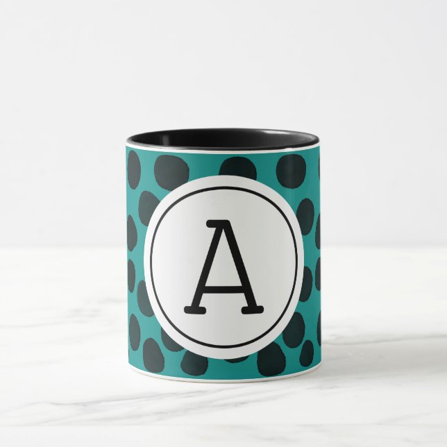 Schwarze Flecken in Wasserfarbe mit Monogramm Tasse (Zentrum)