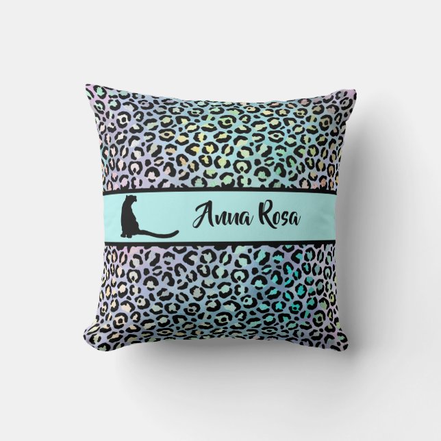 *~* Schwarze Flecken - Leopard-Regenbogen-Tiermust Kissen (Vorderseite)