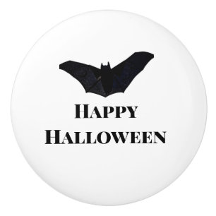 Schwarze Fledermaus frohes Halloween Namenstext He Keramikknauf