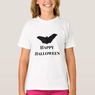 Schwarze Fledermaus frohes Halloween Namenstext He T-Shirt