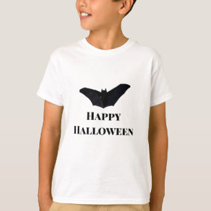 Schwarze Fledermaus frohes Halloween Namenstext He T-Shirt