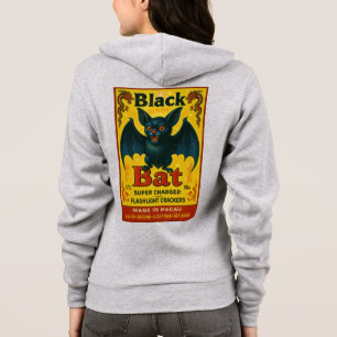 Schwarze Fledermaus Vintage Feuerwerksetikett Kapu Hoodie