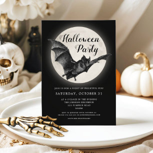 Schwarze Fledermaus Vollmond Halloween-Party-Einla Einladung