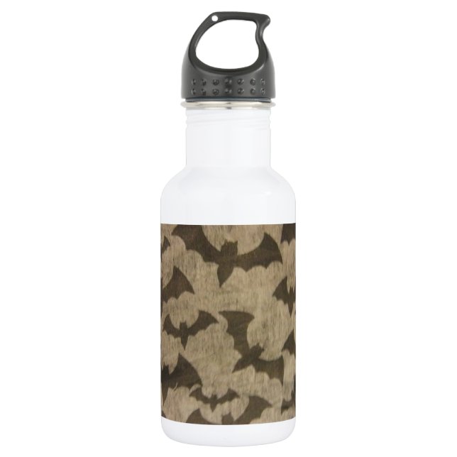 Schwarze Fledermäuse Edelstahlflasche (Vorderseite)