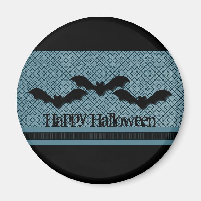 Schwarze Fledermäuse Halloween Magnet, Dunkelblau Magnet (Vorne)