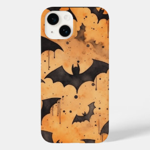 Schwarze Fledermäuse in Aquarellen auf Orange Case-Mate iPhone 14 Hülle
