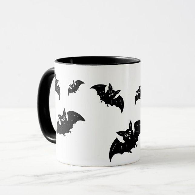 Schwarze Fledermäuse Tasse (Vorderseite Links)