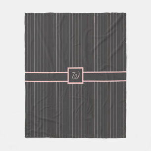 Schwarze Fleece-Decke mit rosa Streifen Fleecedecke