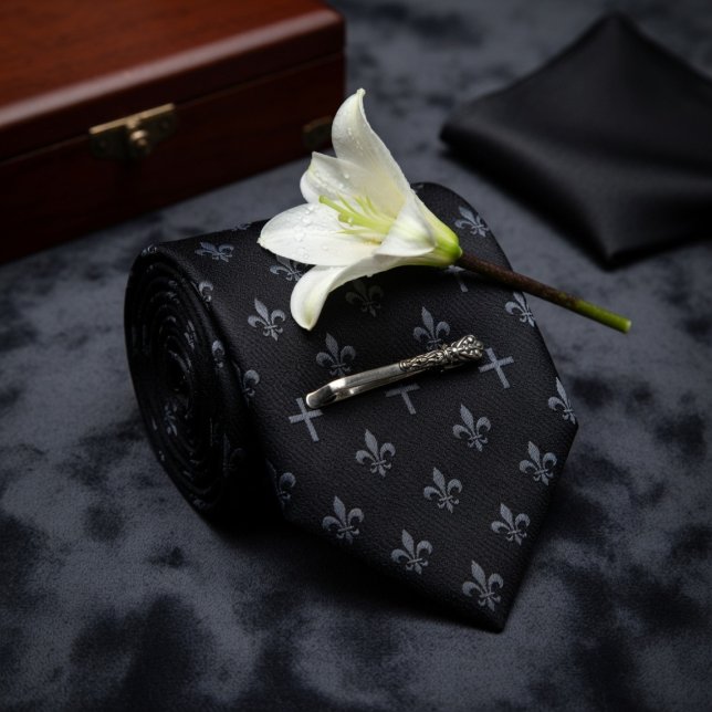 Schwarze Fleur-de-lis-Beerdigung Krawatte (Von Creator hochgeladen)