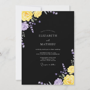 Schwarze Fliederblüten-Hochzeit Einladung