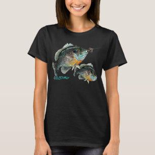 Schwarze Fliege Blaue Sonnenbarsch Angeln Panfish T-Shirt