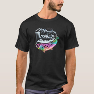 Schwarze Fliege Regenbogen Berg Fliegenfischen Hel T-Shirt
