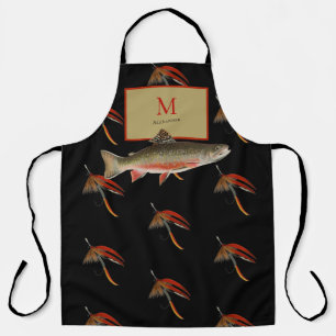 Schwarze Fliegengefangene Forellen Fischer Fliegen Schürze