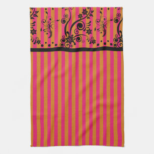 Schwarze Flora auf Rosa - Küchentücher