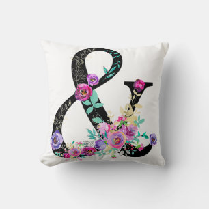 Schwarze Flora Moderne Ampersand Chic Rustikales L Kissen