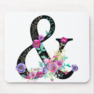 Schwarze Flora Moderne Ampersand Chic Rustikales L Mousepad