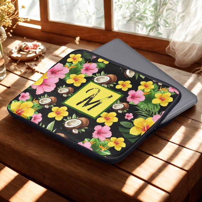 Schwarze Floral Laptopschutzhülle (Von Creator hochgeladen)