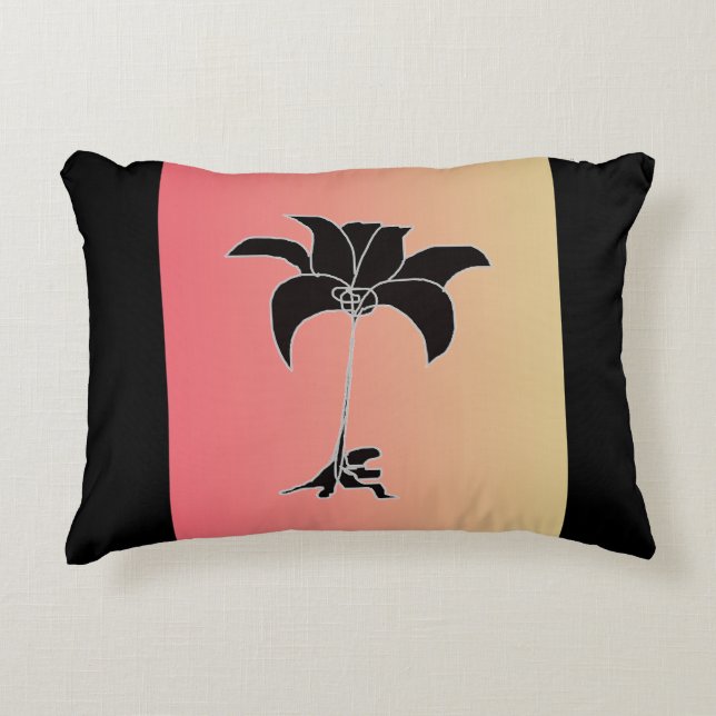 Schwarze floral Pastel Gradient Dekokissen (Vorderseite)