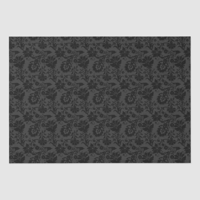 Schwarze Floral Seidenpapier (Vorderseite)