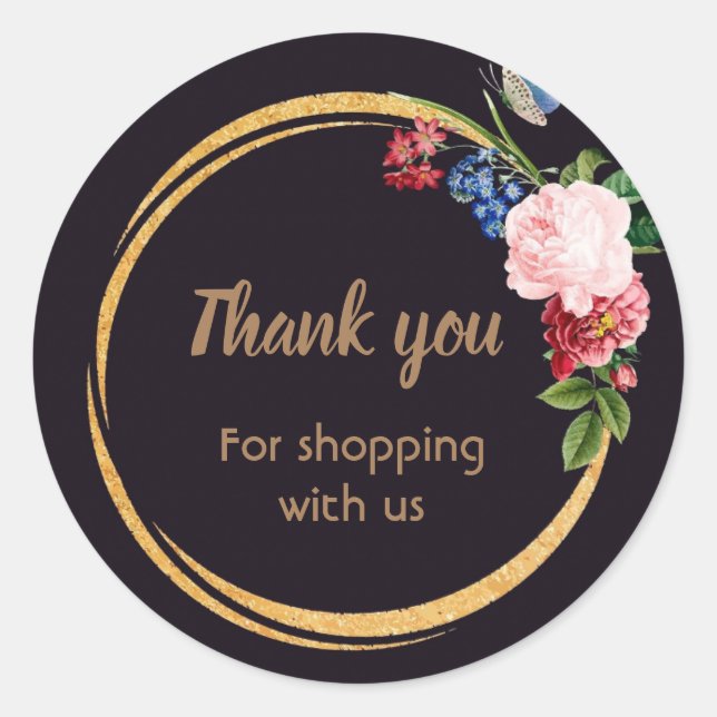 Schwarze florale Aufkleber (Vorderseite)