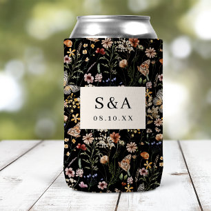 Schwarze Florale Boho-Hochzeit-Dosenkühler Dosenkühler