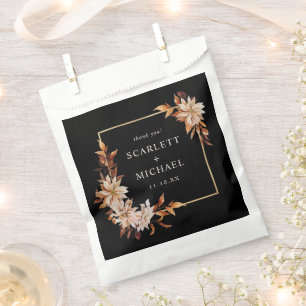 Schwarze Florale Hochzeit Geschenktütchen