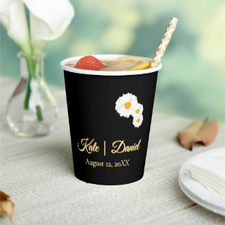 Schwarze Florale Hochzeit Pappbecher