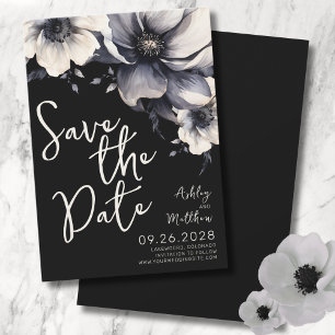Schwarze Florale Hochzeit Save The Date