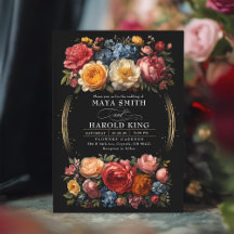 Schwarze florale, stimmungsvolle botanische Barock