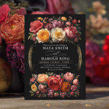 Schwarze florale, stimmungsvolle botanische Vintag