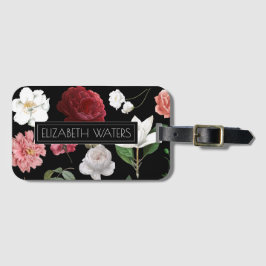 SCHWARZE FLORALREISETAG GEPÄCKANHÄNGER