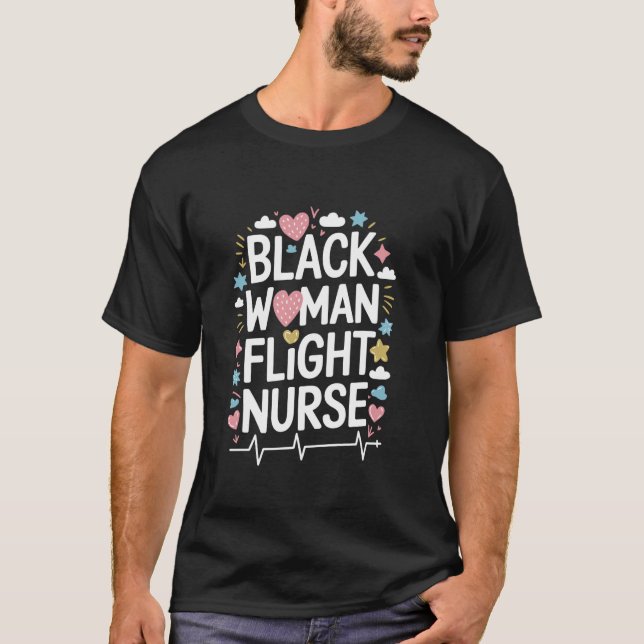 Schwarze Flugkrankenschwester T-Shirt (Vorderseite)