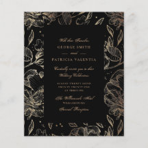 Schwarze Foil Blume Hand Drawn Elegant