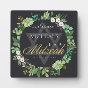 SCHWARZE FOLIAGE WREATH STAR BAR BAT MITZVAH WILLK FOTOPLATTE