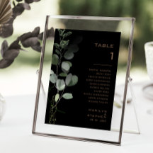 Schwarze formale Minimal-Tischnummer 1 Sitzkarte