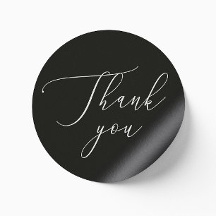 Schwarze formelle Hochzeit Danke   Elegante Schrif Runder Aufkleber