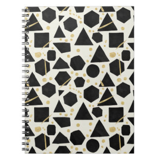 Schwarze Formen und goldenes Konfetti-Muster Notizblock