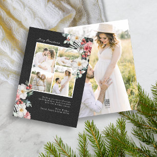 Schwarze FotoCollage Elegante Weihnachtskarte Feiertagskarte