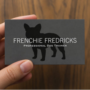 Schwarze Französische Bulldogge Silhouette Grau Visitenkarte