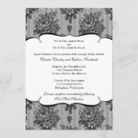Schwarze französische Spitze-Hochzeits-Einladung